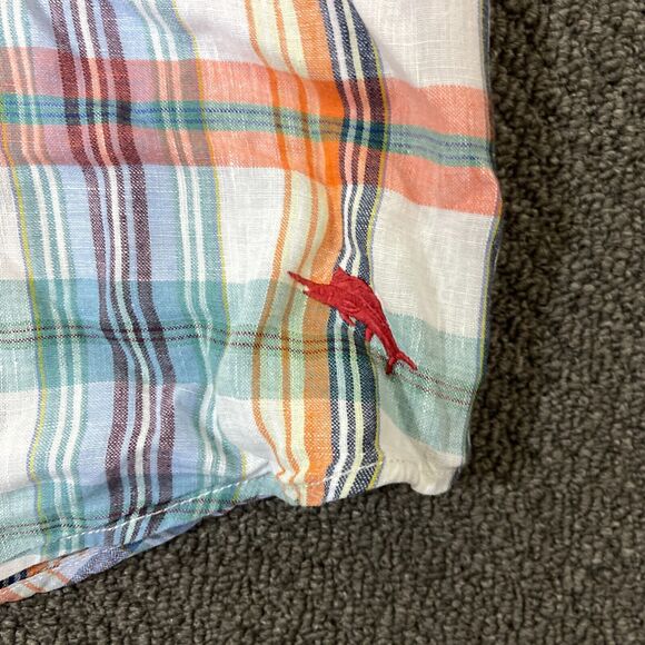 Tommy Bahama Shirt Mens Size XXL 2XL Button Front Long Sleeve Plaid Linen - Picture 2 of 11